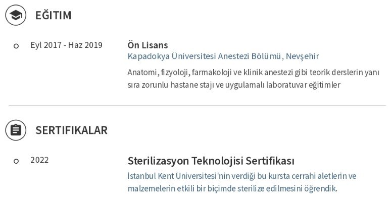 Anestezi Teknikeri CV Eğitim Anestezi Teknikeri CV Eğitim