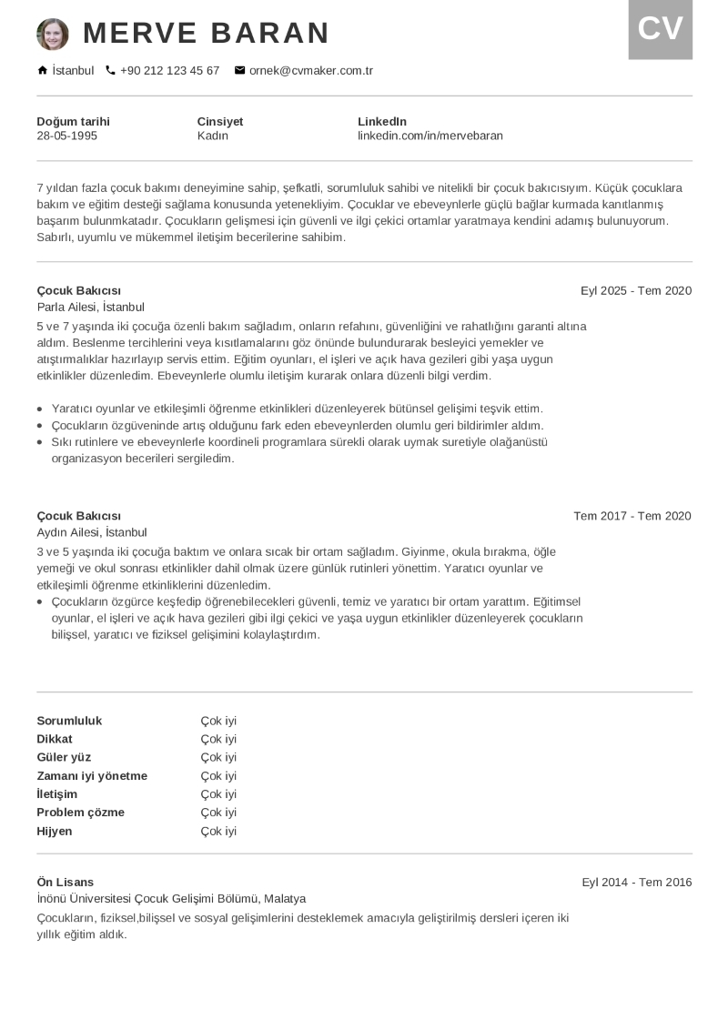 Halkla İlişkiler CV Örneği