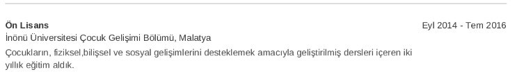 Halkla İlişkiler CV’si Eğitim