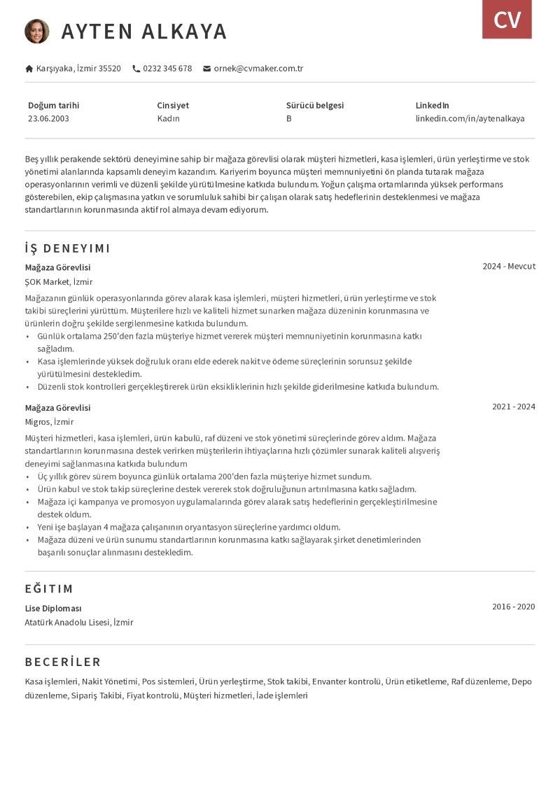 Bim CV Örneği