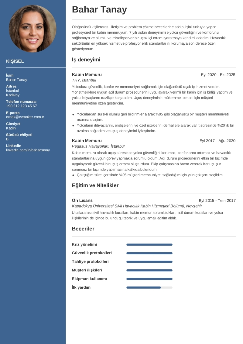 Kabin Memuru CV Örneği