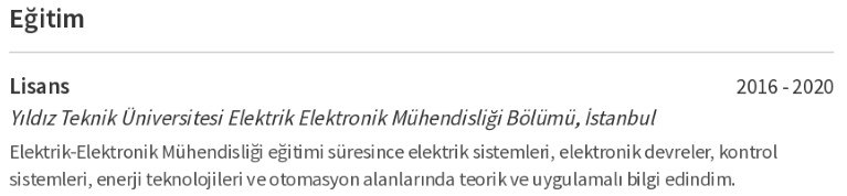 Elektrik elektronik mühendisi CV eğitim Elektrik elektronik mühendisi CV eğitim