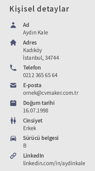 Gıda Mühendisi CV Kişisel Bilgiler
