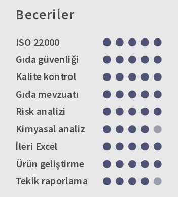 Gıda Mühendisi CV Beceriler