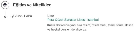 Lise Öğrencis CV’si Eğitim