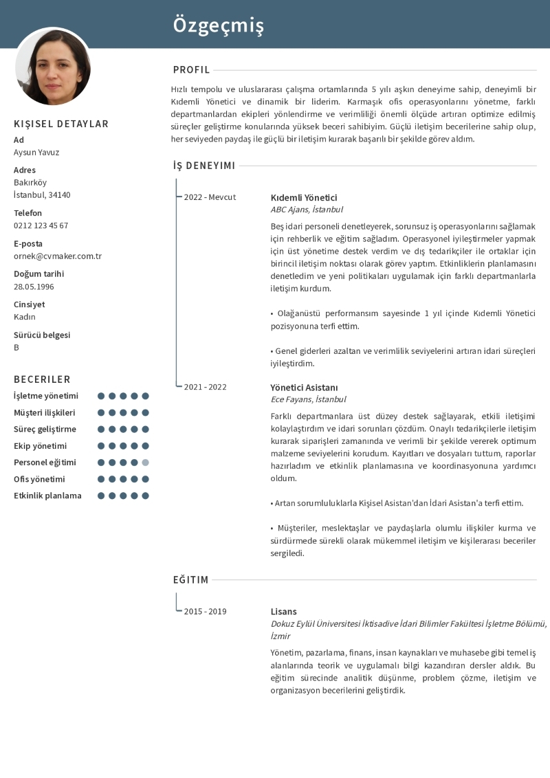 Medeni Durum CV Örneği