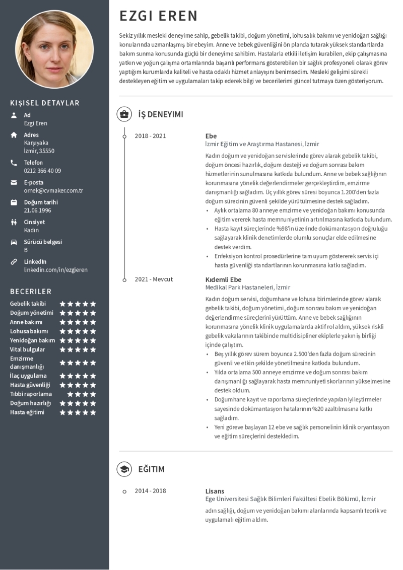 Ebelik CV Örneği
