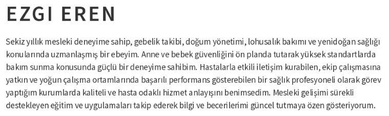 Ebelik CV profil özeti Ebelik CV profil özeti