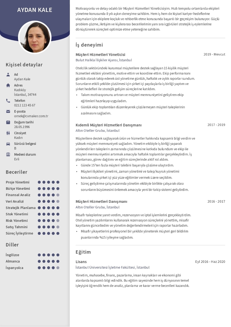 Türkiye İçin İyi Bir CV Örneği