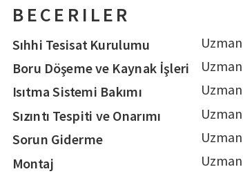 Sıhhi Tesisatçı CV’si İçin Beceriler