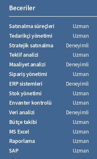Satınalma CV Becerileri Satınalma CV Becerileri