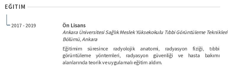 Radyoloji Teknikeri CV Eğitim Radyoloji Teknikeri CV Eğitim