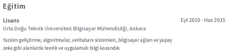 Yazılım Mühendisi CV Eğitim Yazılım Mühendisi CV Eğitim