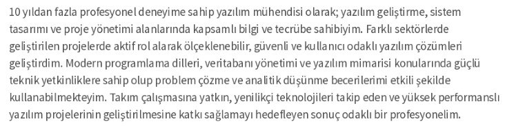 Yazılım Mühendisi CV Kişisel Profil Yazılım Mühendisi CV Kişisel Profil