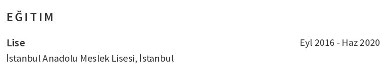 süpermarket özgeçmişi Eğitim