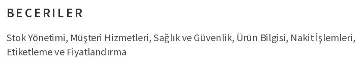 süpermarket özgeçmişi Becerileri